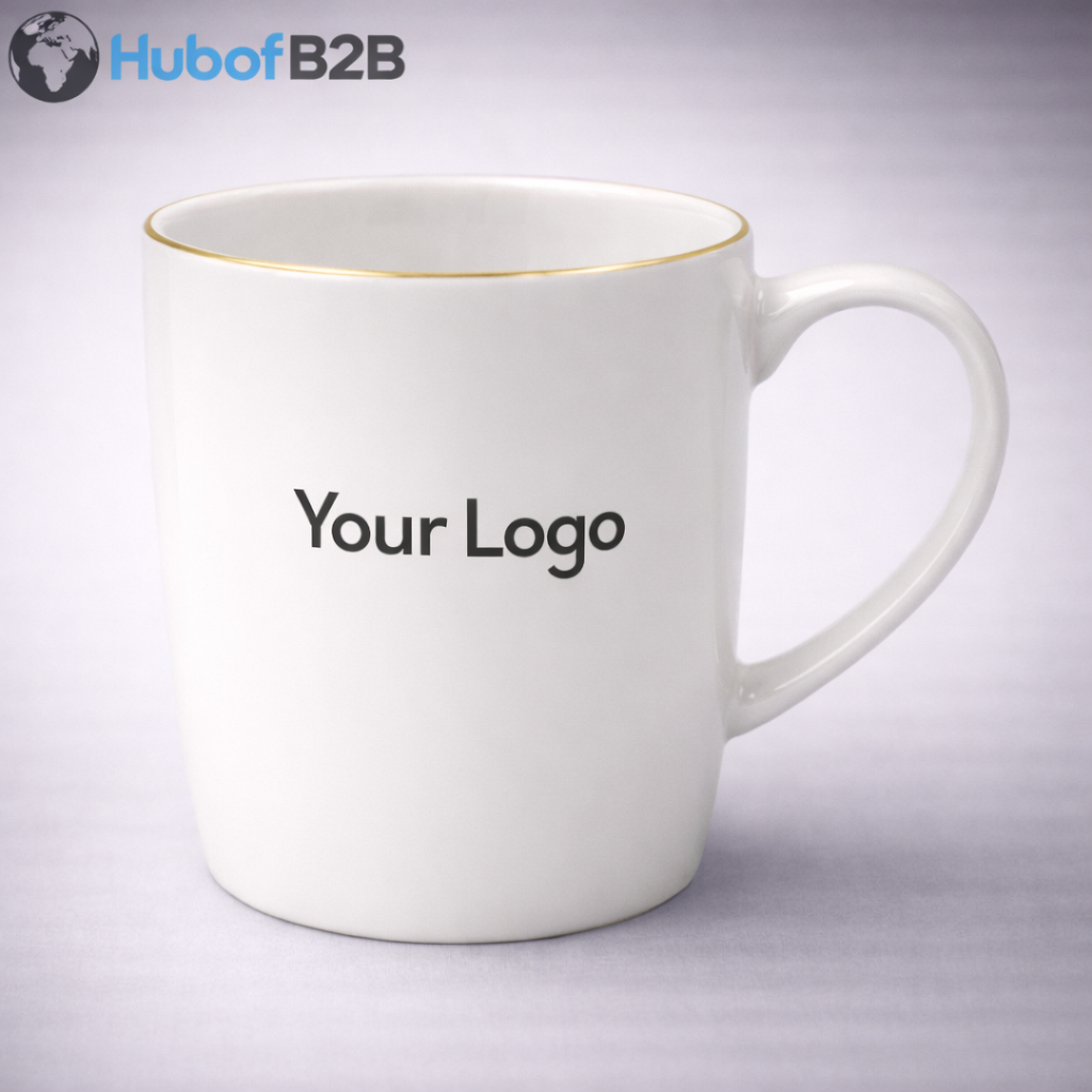 White Bone China Mug with Golden Rim