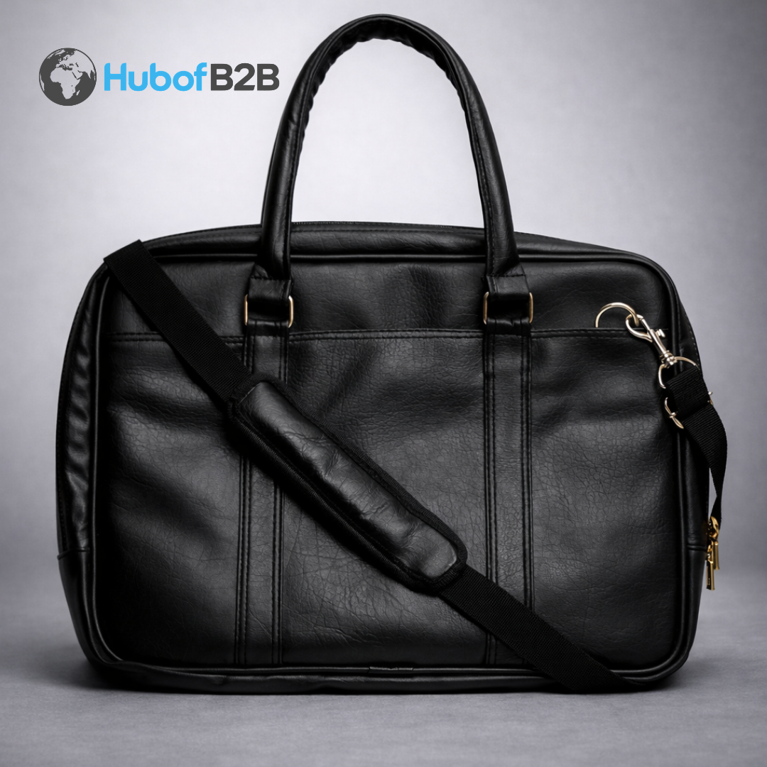 Classic Black Leatherite Laptop Sleeve Bag