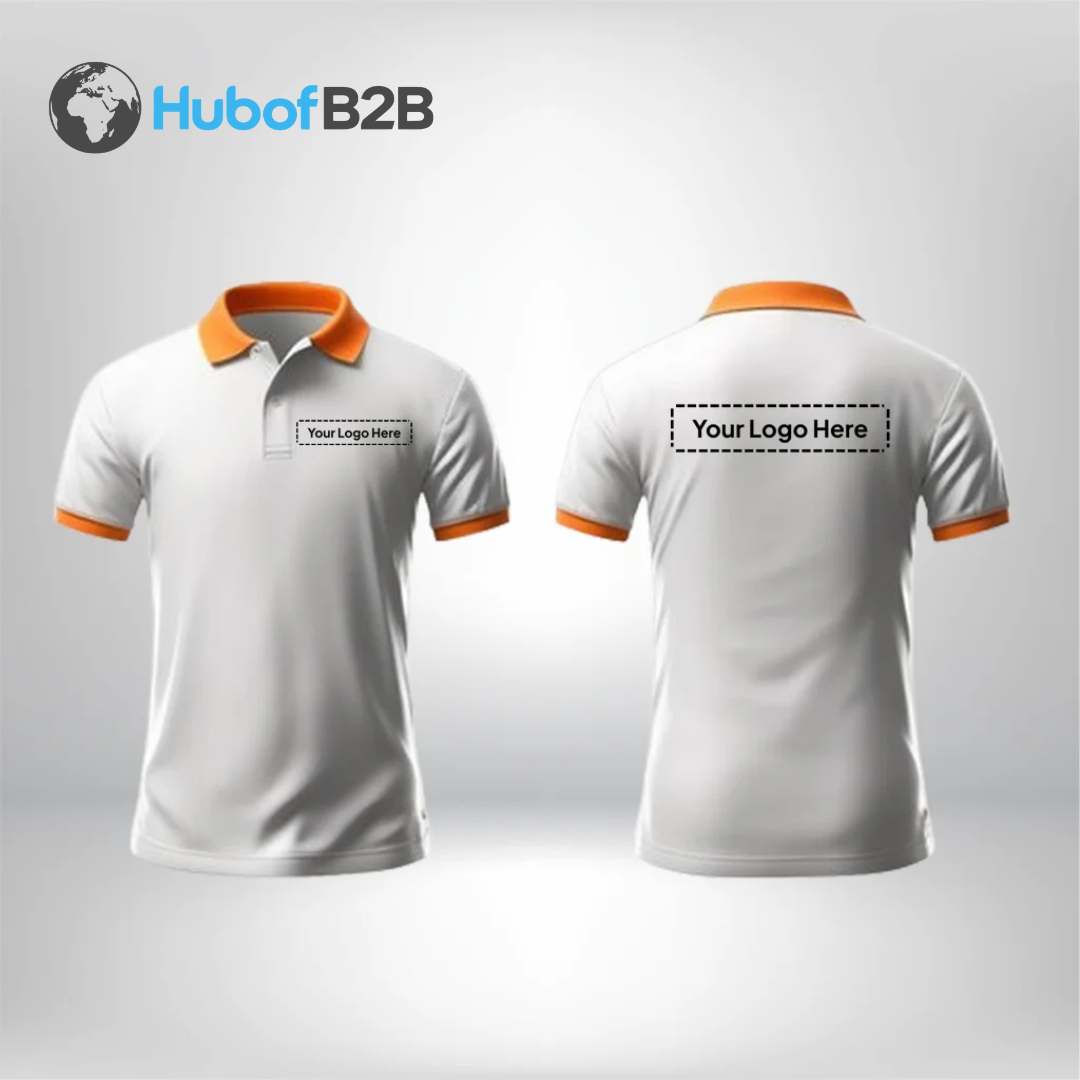 White Polo with Orange Collar