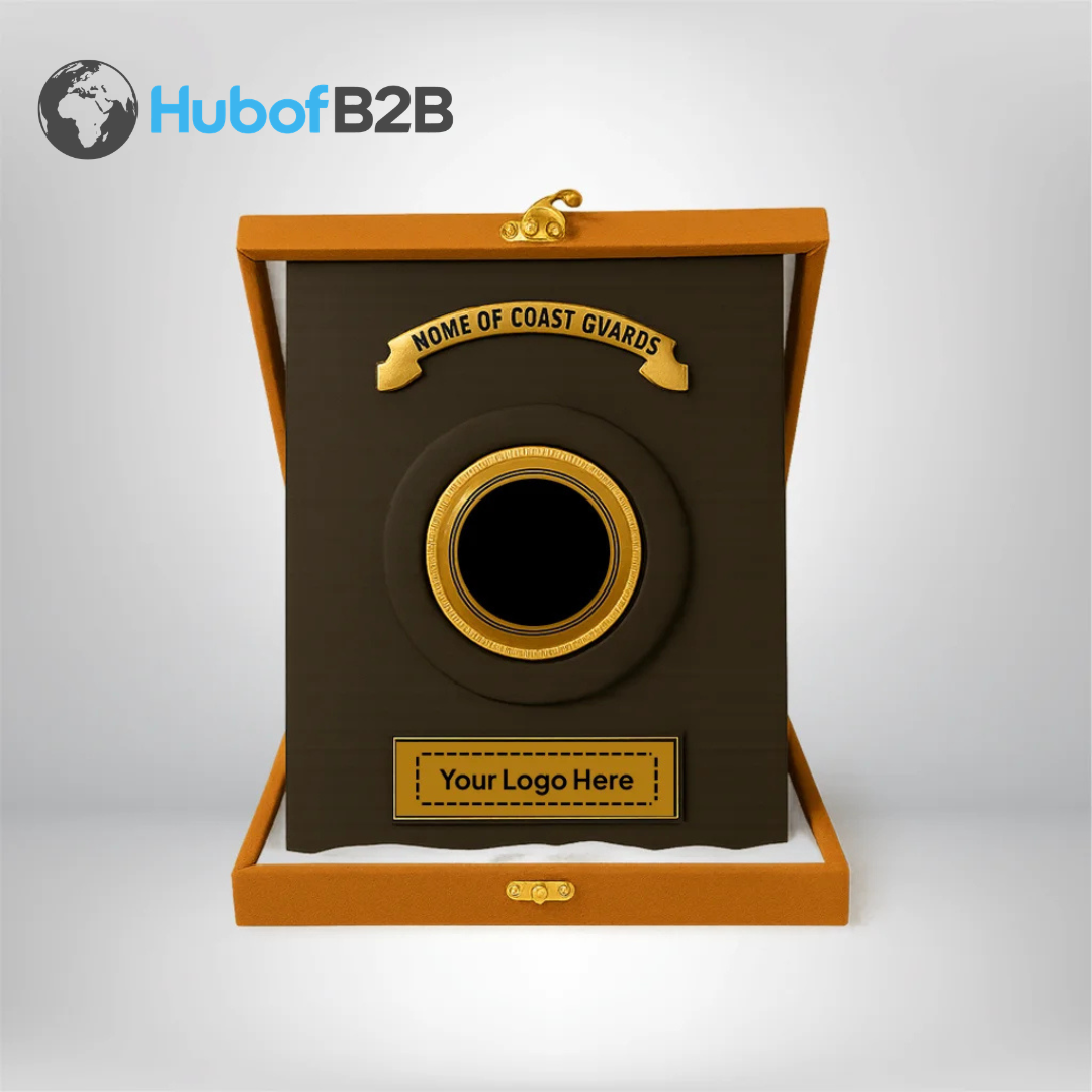 Leather Shield with Metal Coin (Wooden Base Box)